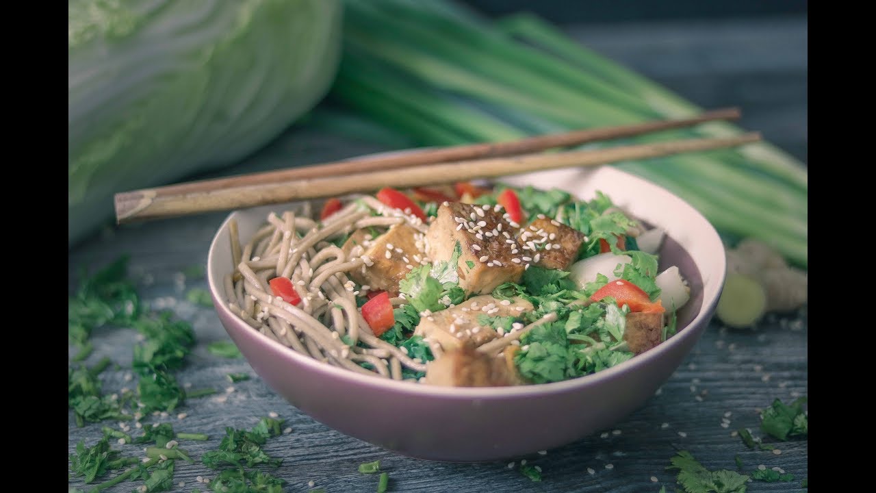 Caramelized Tofu With Soba Noodles Vegan Asian Dinner Recipe YouTube