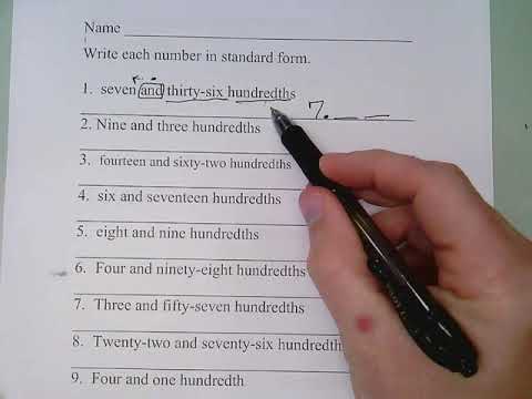 Word Form To Number Form With Decimals To The Hundredths Place Short Youtube