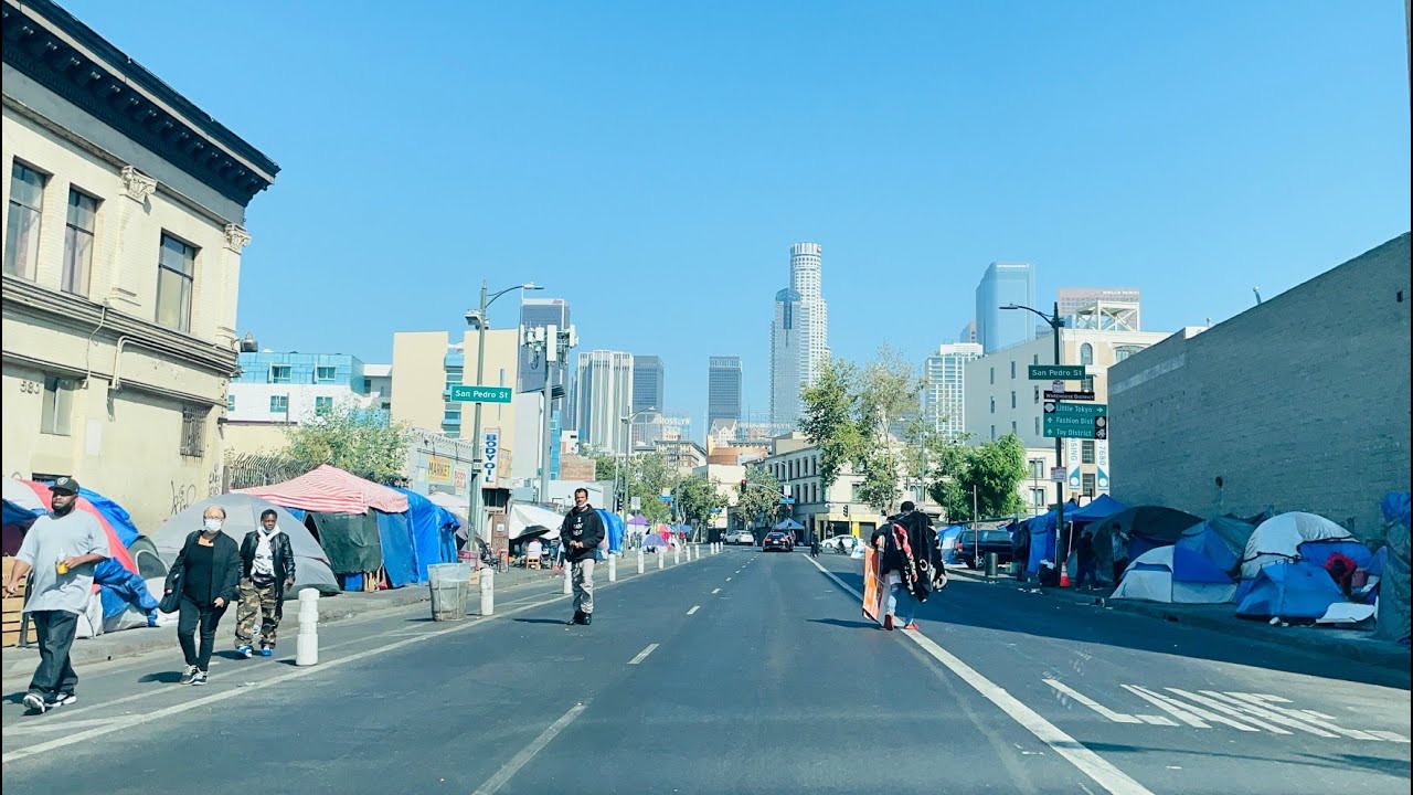 (HIA52) Skid Row DANGEROUS & SCARY Homeless People Everywhere In Los
