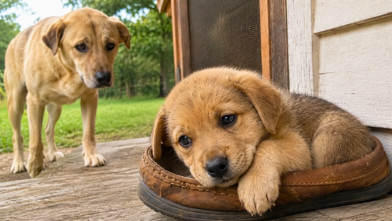 I found a stray puppy, its mother came to take it back, but it refused ...