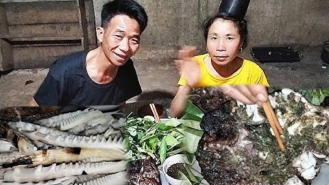 CƠM TỐI TÂY BẮC MÓN CÁ PỈNH TỘP VỚI MĂNG ĐẮNG THỊT XIÊN NƯỚNG.