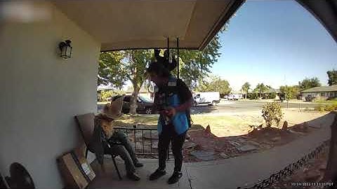 Delivery Person Gets Scared By Halloween Decoration While Picking Up Candy - 1376842