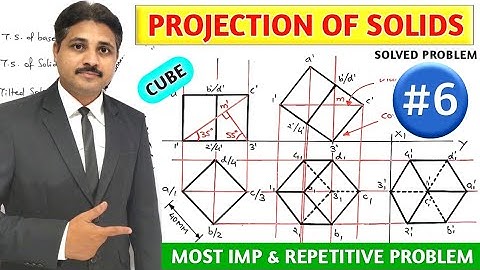 PROJECTION OF SOLIDS SOLVED PROBLEM 6 IN HINDI IN ENGINEERING DRAWING @TIKLESACADEMYOFMATHS