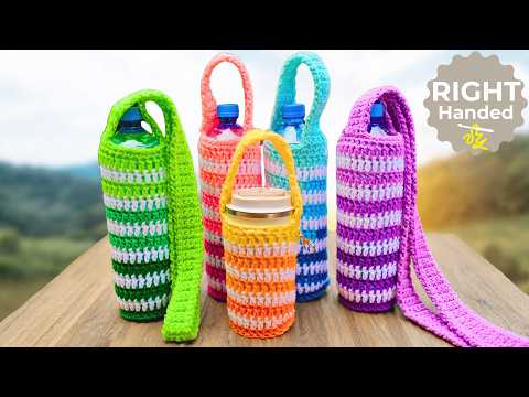 Crochet Water Bottle Bag Pattern That Fits Wine! | No Sewing Required!