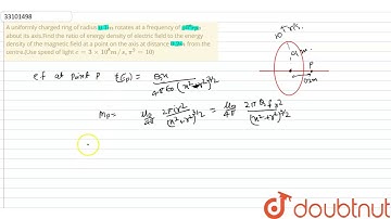 A uniformly charged ring of radius `0.1 m` rotates at a frequency of `10^(4) rps` about its axis.Fin