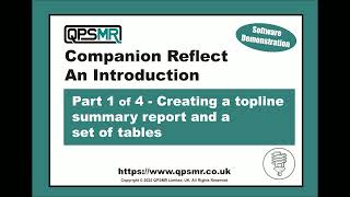 QPSMR Limited - QPSMR Companion Reflect Introduction - Part 1 of 4
