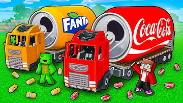 JJ and Mikey: FANTA vs COCA COLA Truck Battle in Minecraft - Maizen
