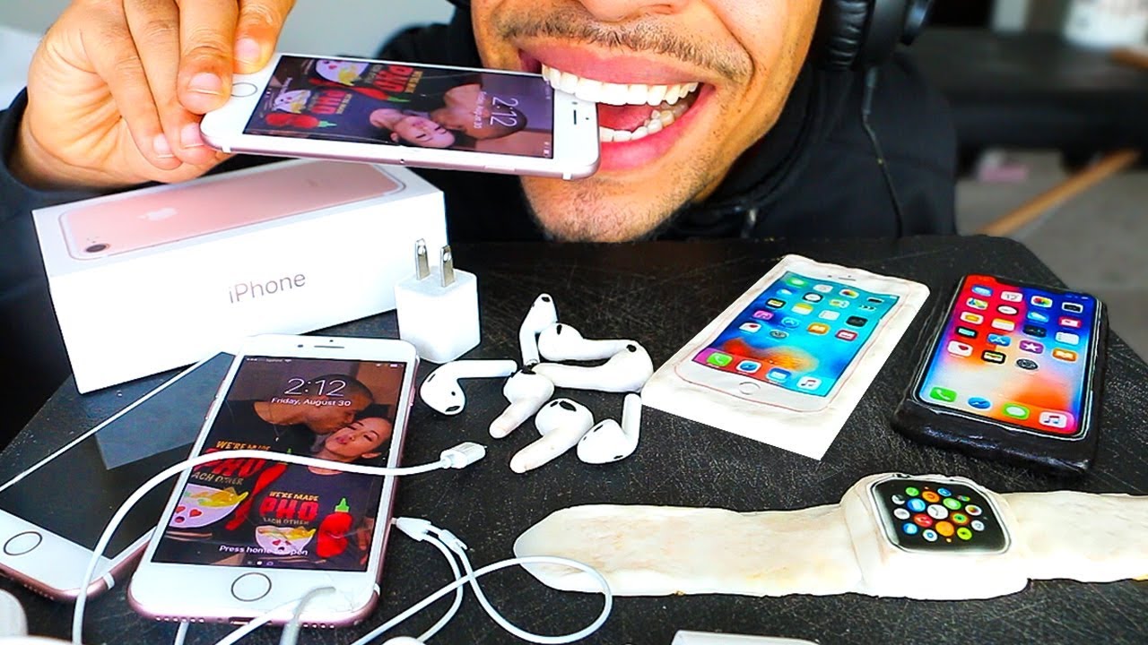 ASMR EDIBLE APPLE PRODUCTS EATING IPHONE 11 XR 애플 APPLE WATCH AIRPODS ...