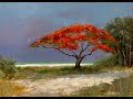 Watch the Transformation- Painting a Royal Poinciana in Acrylic Time Lapse!