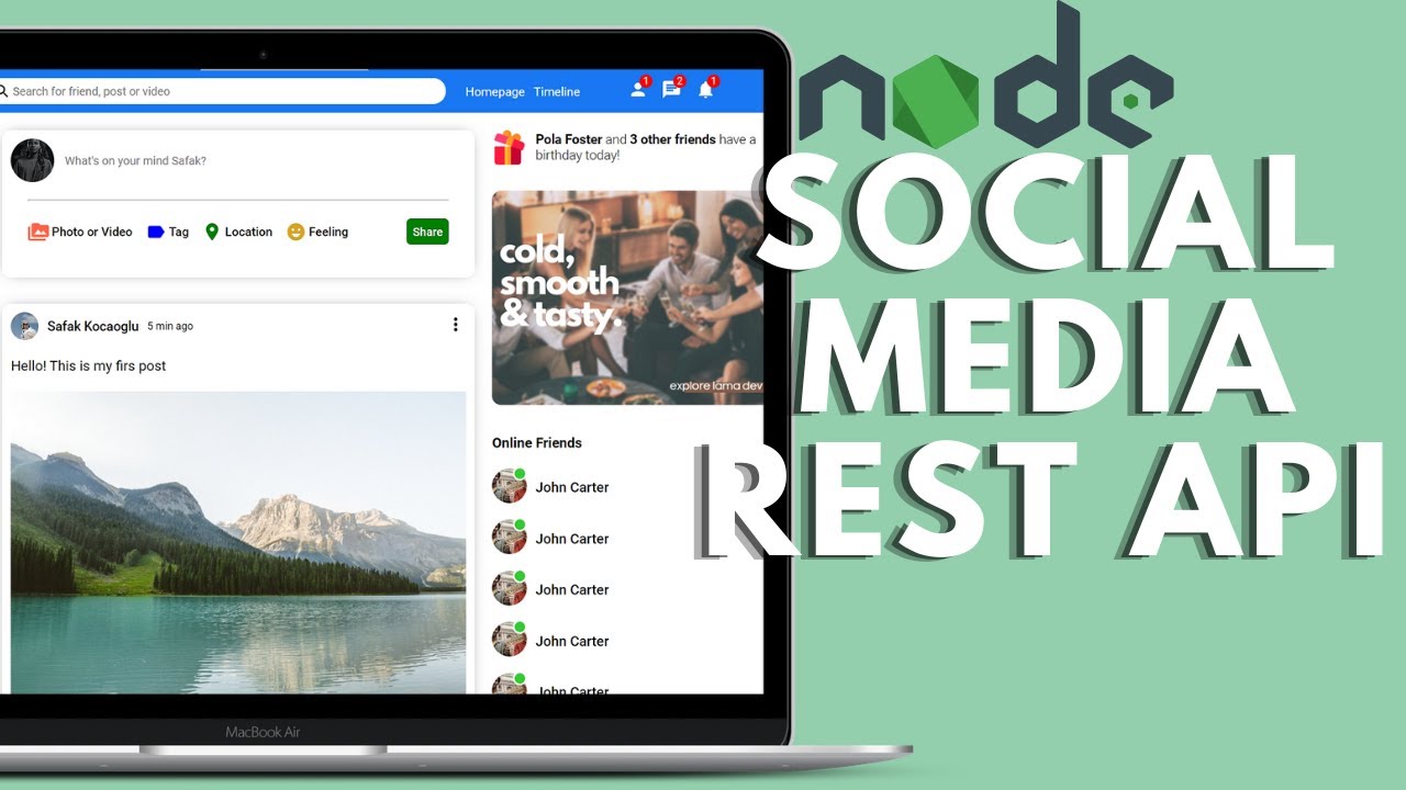 Node.js Social Media REST API with MongoDb