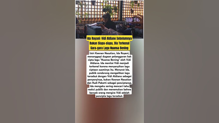 Ida Royani: Vidi Aldiano Sebelumnya Bukan Siapa-siapa, Dia Terkenal Gara-gara Lagu Nuansa Bening