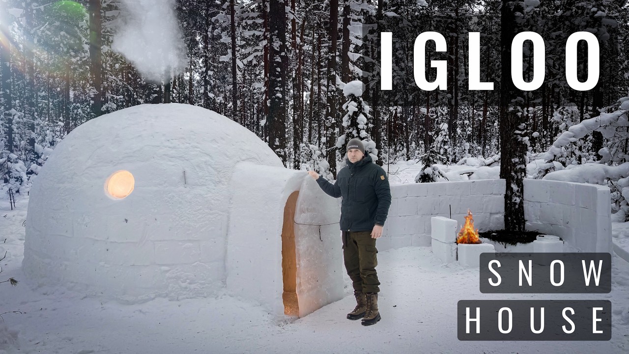 Один Построил мое Лучшее ИГЛУ в Лесу — Снежный Дом — Заночевал Две Ночи
