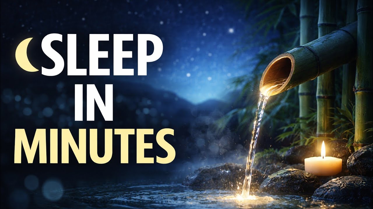 Fall Into Deep Sleep in Minutes 🌙 Calm Piano & Bamboo Water Sounds (1 Hour)