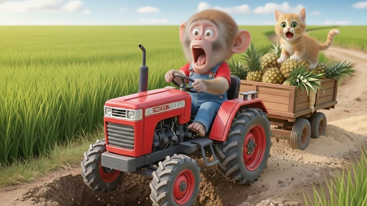🐒🚜 Monkey Bon Bon’s SHOCKING Rescue! A Cat Falls Into a Deep Pit Crying for Help on the Farm! 🍍😱
