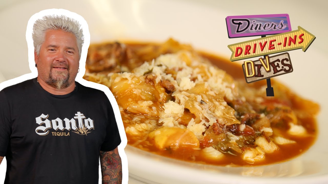 Guy Fieri Eats Minestrone Soup | Diners, Drive-Ins and Dives | Food Network