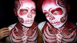 CANDY CANE SKELETON KING Holiday/ Christmas Makeup Tutorial