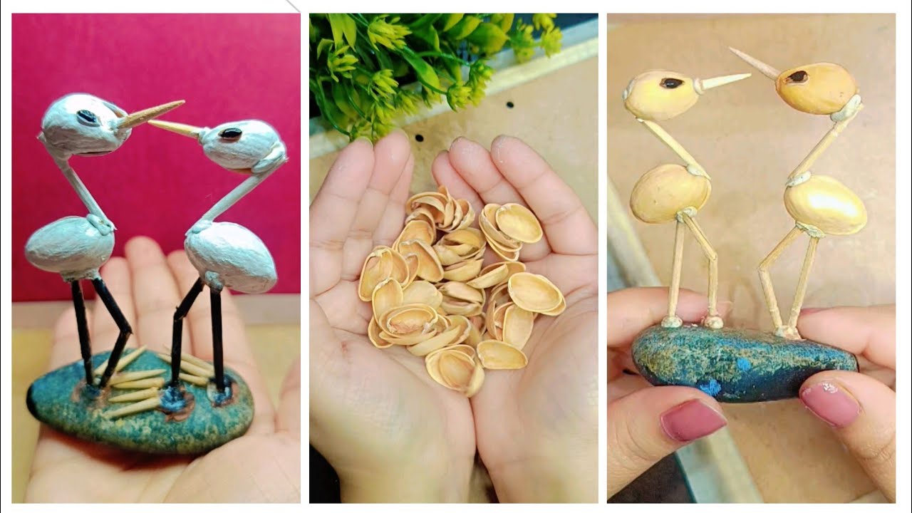 Pista shells craft | Diy Egret bird| Making a Pista Shells Birds|#diy # ...