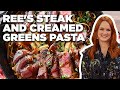 Ree Drummond's Steak and Creamed Greens Pasta | The Pioneer Woman | Food Network