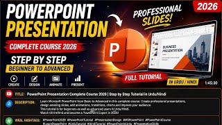 PowerPoint Presentation Complete 2026 | Step by Step Tutorial in Urdu/Hindi Beginners to Advanced 
