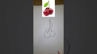 تعليم الرسم| كيف ترسم فاكهة الكرز بقلم الرصاص.