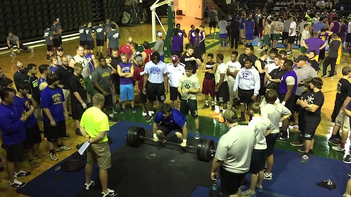 Austin Capps power cleans 345 at the 2015 State We...