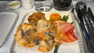 Lobster Thermidor on 15 Hour Flight Singapore to San Francisco in Business Class SQ 32