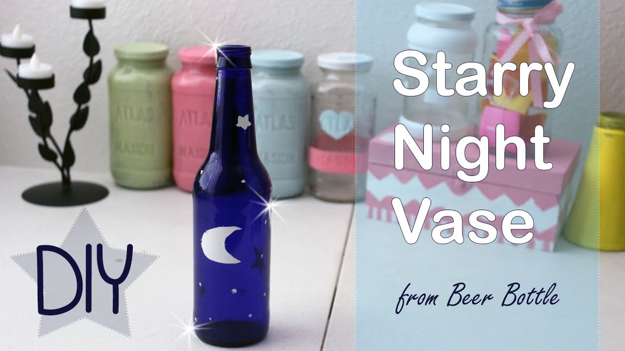 decoupage ideas bottle wine Beer  Vase Bud DIY  Bottle Starry Night Light using