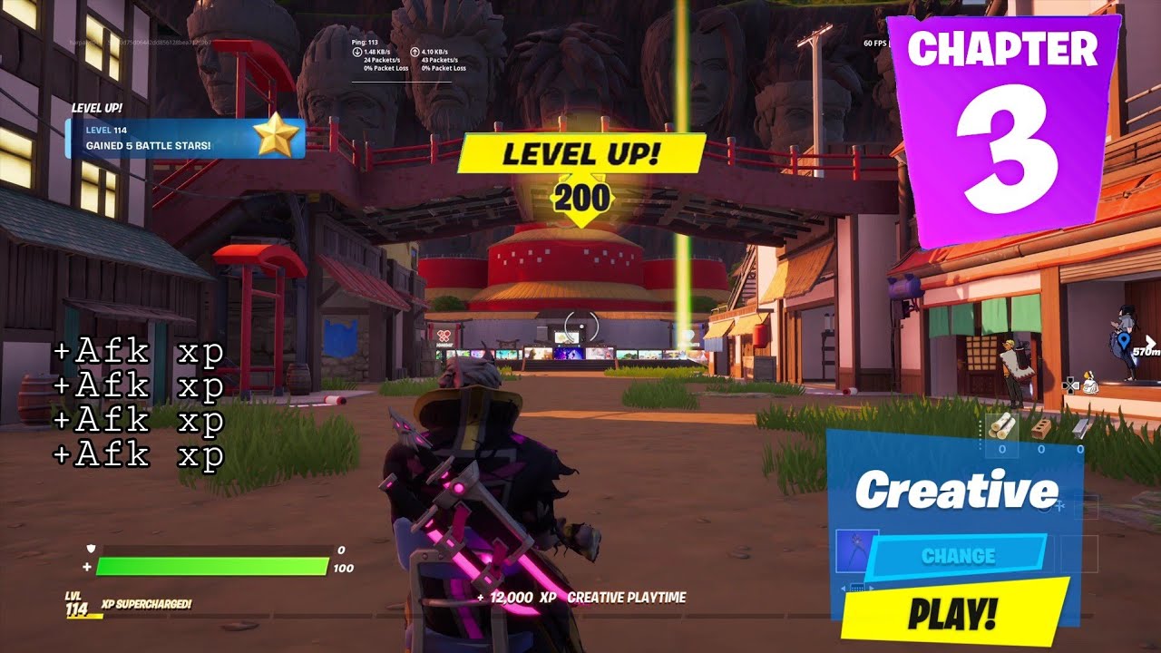 Afk Unlimited Xp Glitch In Creative Mode How to Get Level up fast easy