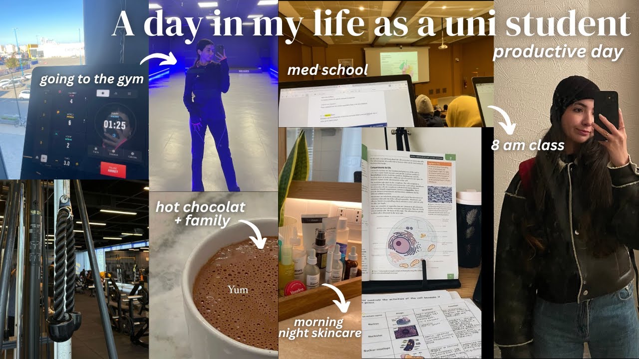 A day in my life as a uni student 🏫*productive* (med school👩‍⚕️, gym👟.. )دوزوا معيا نهاري كطالبة طب