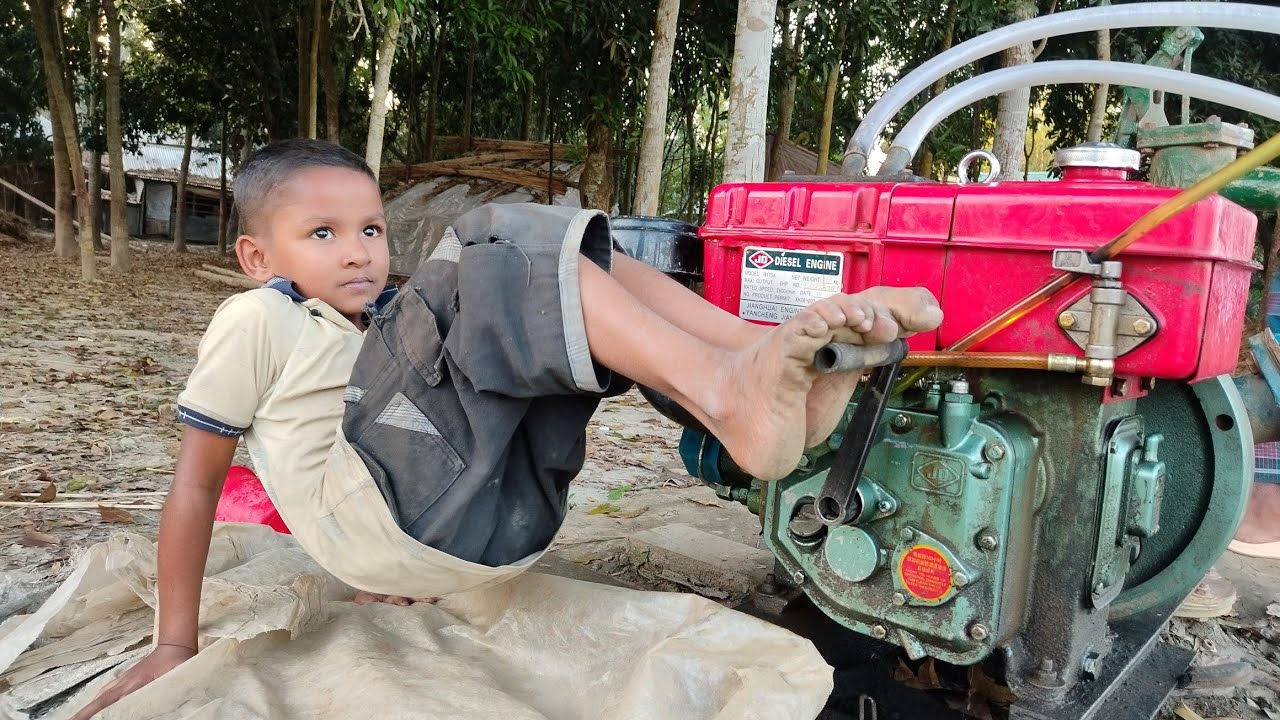 Villages Boy  Sallow Machine Startup!! Whole Process Of Water Pump Start by Village Boys.