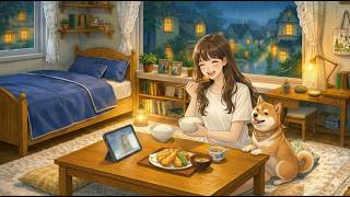 Finding Peace in the Rain: An After-Work Market Stop & Cooking | Solo Living Ghibli-Style ASMR screenshot 5
