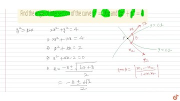 Find the angle of intersection of the curve `y^2 = 16 x` and `2x^2 + y^2 = 4`