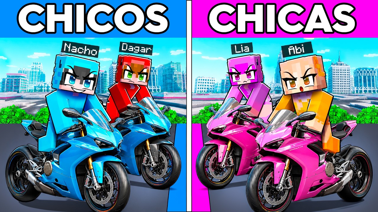 CHICOS vs CHICAS: Batalla de MOTOS en Minecraft