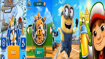 Sonic Dash knuckles VS Oddbods Turbo Run slick VS Subway Surfers VS Minion Rush New Update SPRING