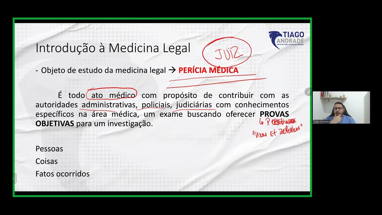 MEDICINA LEGAL - CONCURSO PÚBLICO - CARREIRA POLICIAL - AULA 1   INTRODUÇÃO - PARTE 1