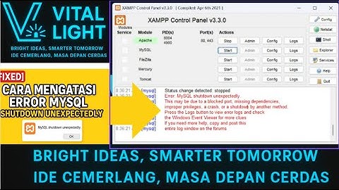 Fixed Cara Mengatasi Error MySQL shutdown unexpectedly XAMPP