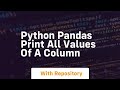 python pandas print all values of a column