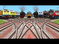 9️⃣ Railgadi Crossing On Bumpy Curved Animated Railroad Tracks | animation railroad crossing videos