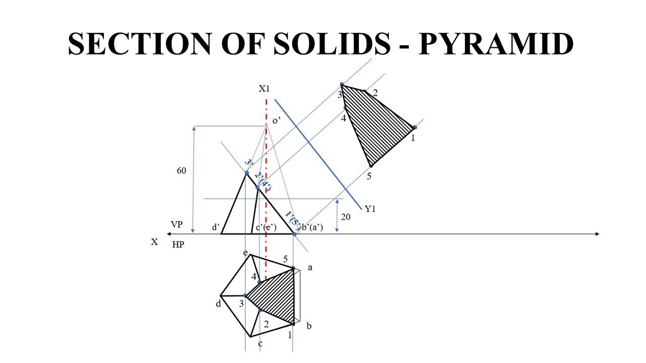Pentagonal Pyramid | Section of Solids | Easy Method | Engineering Graphics | EG | Tamil