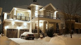 Night SNOWFALL and Cozy Homes in Toronto Canada Suburbs Calming and Relaxing Snow Sound