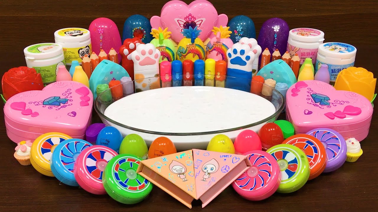 Mixing Random Things into GLOSSY Slime ! Satisfying Slime Videos 