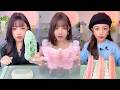 Green Crystal Roll Pink Butterfly Jelly and Watermelon Cream Bars Mukbang