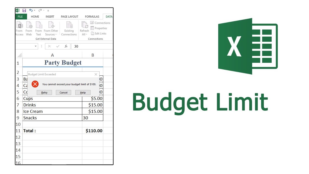How to create a Budget limit in Excel YouTube