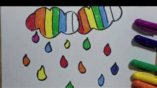 Raindrops drawing and coloring for toddlers and kids,การระบายสี