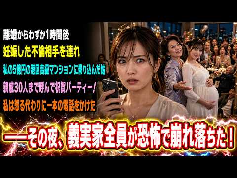 離婚からわずか1時間後妊娠した不倫相手を連れ私の5億円の港区高級マンションに乗り込んだ姑親戚30人まで呼んで祝賀パーティー！私は怒る代わりに一本の電話をかけた――その夜、義実家全員が恐怖で崩れ落ちた！