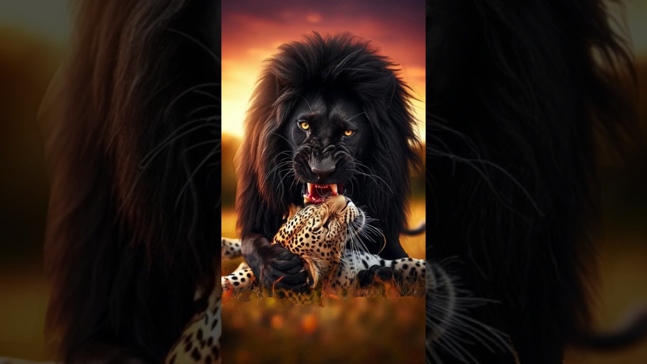 Black Lion vs White Animals