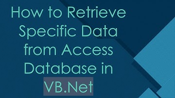 How to Retrieve Specific Data from Access Database in VB.Net