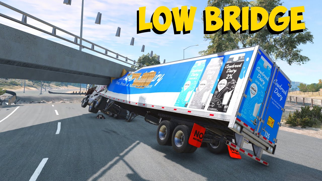 TRUCKS SMASHING INTO BRIDGES CRASH COMPILATION #4 - BEAMNG DRIVE