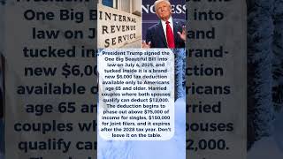 Trump Just Signed a $6000 Tax Deduction for Seniors Over 65 Here's How to Claim It #donaldtrump