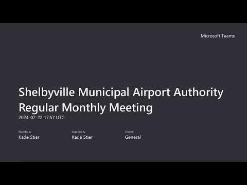 Shelbyville Municipal Airport Authority Regular Monthly Meeting
